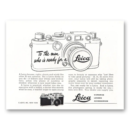 1953 Leica Cameras To the Man Vintage Magazine Print Ad