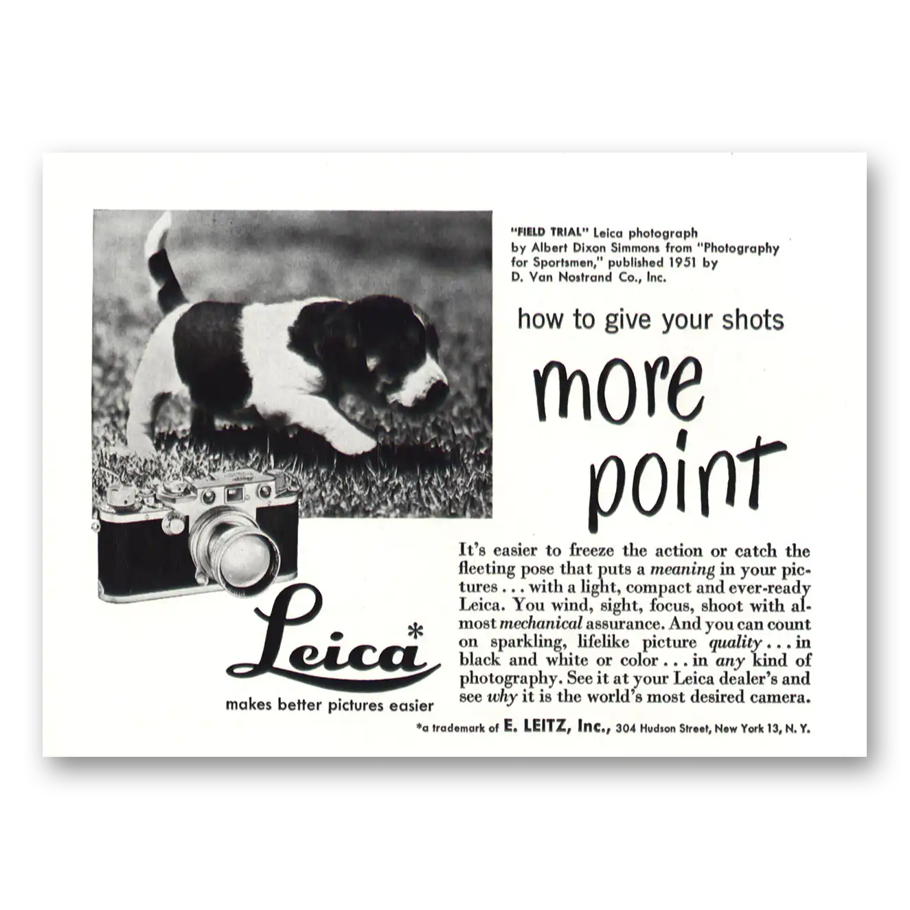 1953 Leica Cameras Field Trial Vintage Magazine Print Ad