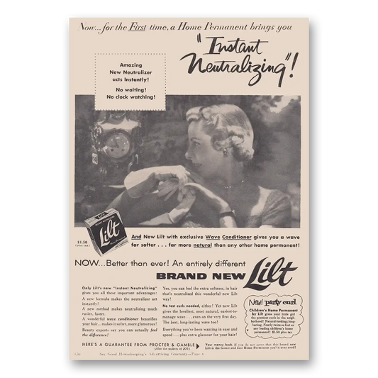 1953 Lilt Home Permanent Instant Neutralizing Vintage Magazine Print Ad