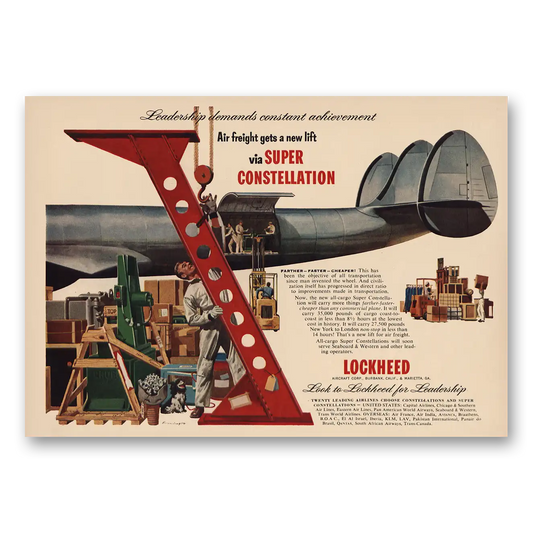 1953 Lockheed Super Constellation Air Freight Super Constellation Vintage Magazine Print Ad