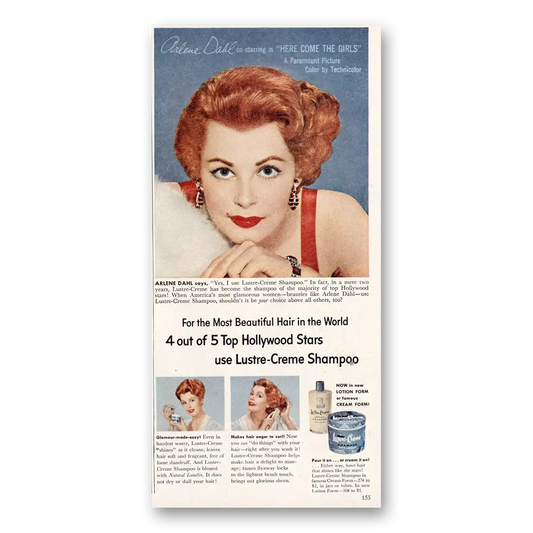 1953 Lustre Creme Shampoo Arlene Dahl Vintage Magazine Print Ad