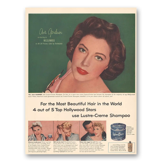 1953 Lustre Creme Shampoo Ava Gardner Vintage Magazine Print Ad