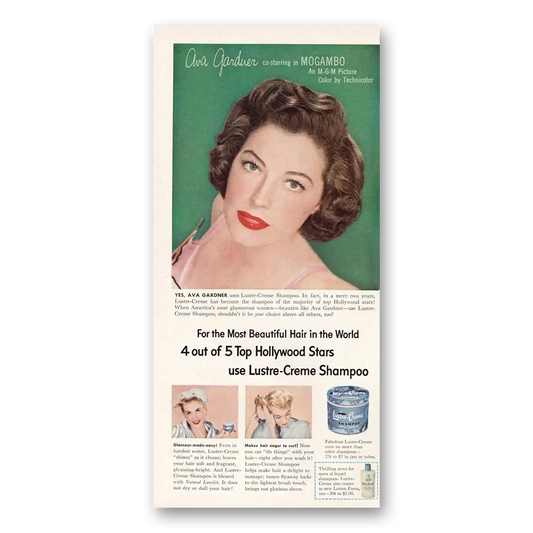 1953 Lustre Creme Shampoo Ava Gardner Mogambo Vintage Magazine Print Ad