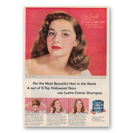 1953 Lustre Creme Shampoo Pier Angeli Story of Three Loves Vintage Magazine Print Ad