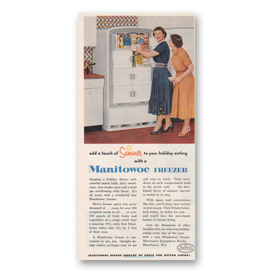 1953 Manitowoc Freezer Freezer Add a Touch of Summer Vintage Magazine Print Ad