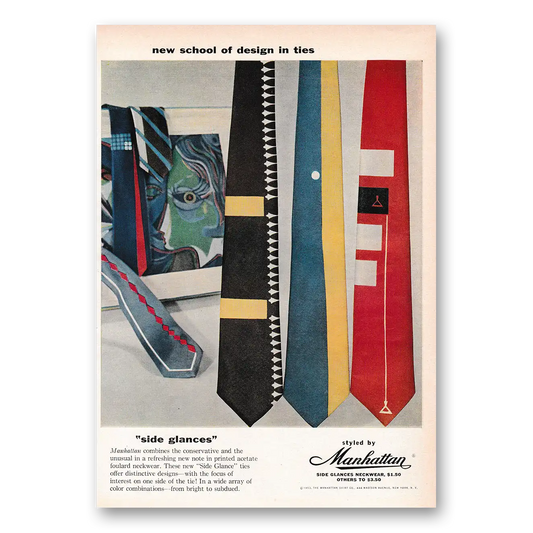 1953 Manhattan Shirts New School of Design In Ties Vintage Magazine Print Ad