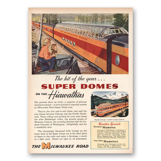 1953 Milwaukee Road Superdomes Hiawathas Vintage Magazine Print Ad