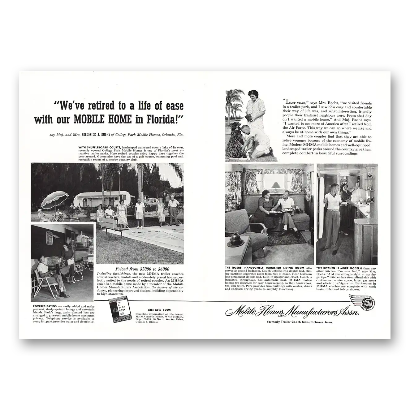 1953 Mobile Home Mfg Florida Vintage Magazine Print Ad