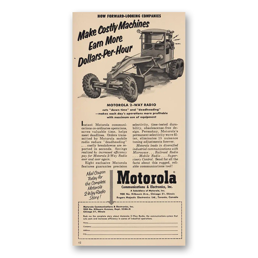 1953 Motorola Radio 2 Way Radio Earn More Vintage Magazine Print Ad