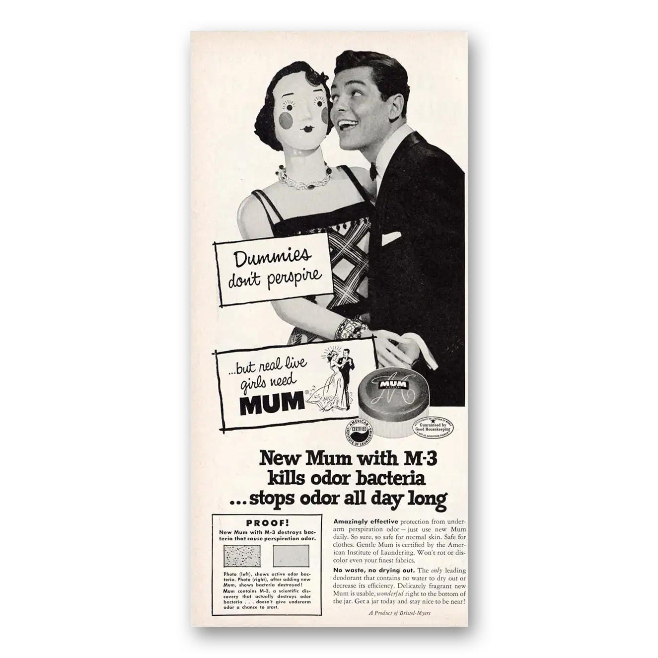 1953 Mum Deoderant Dummies Don't Perspire Vintage Magazine Print Ad