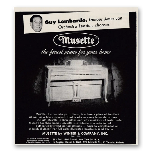 1953 Musette Piano Guy Lombardo Orchestra Leader Vintage Magazine Print Ad