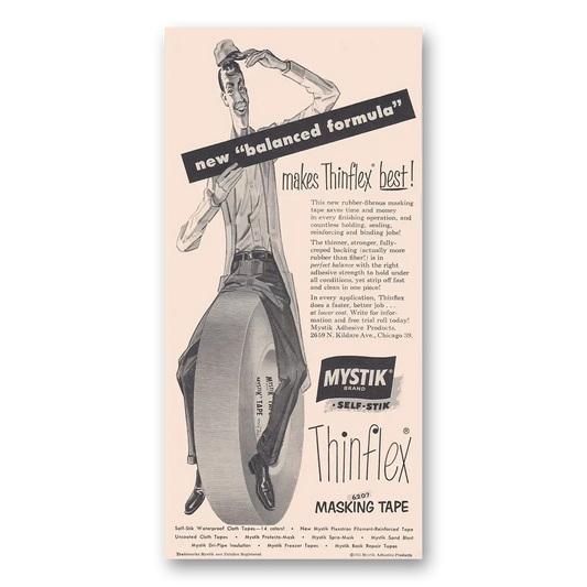 1953 Mystik Masking Tape Masking Tape Makes Thinflex Best Vintage Magazine Print Ad