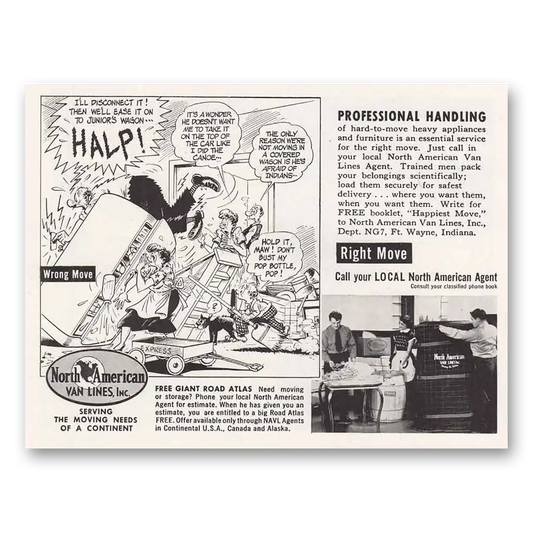 1953 North American Van Lines Halp Professional Handling Vintage Magazine Print Ad