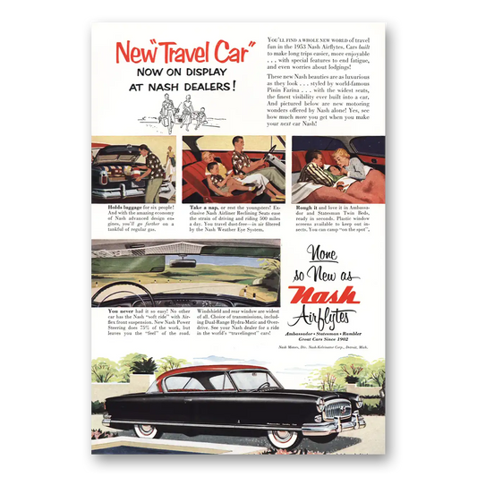 1953 Nash Motors Travel Car Vintage Magazine Print Ad