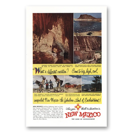 1953 New Mexico Fabulous Land of Enchantment Vintage Magazine Print Ad