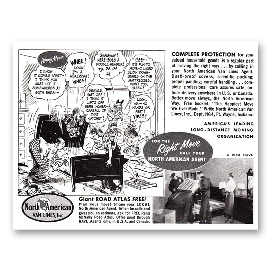 1953 North American Van Lines Complete Protection Vintage Magazine Print Ad