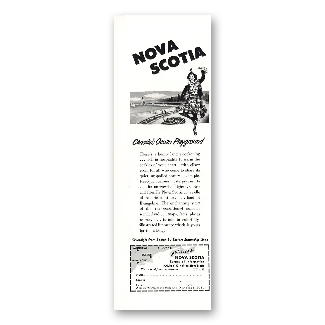 1953 Nova Scotia Canada Ocean Playground Vintage Magazine Print Ad