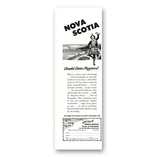 1953 Nova Scotia Canada Ocean Playground Vintage Magazine Print Ad