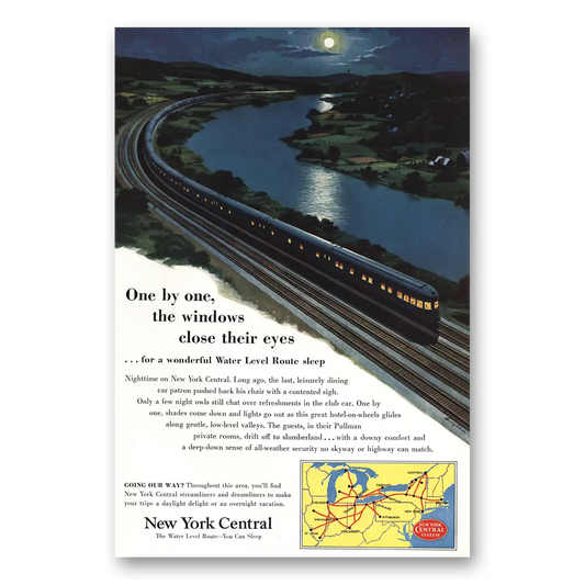 1953 New York Central Water Level Route Vintage Magazine Print Ad