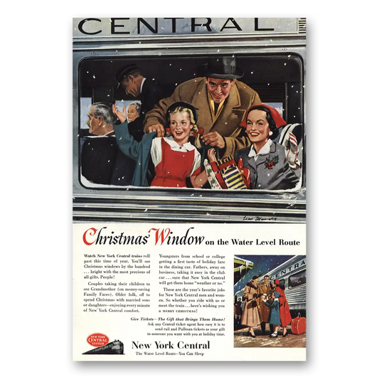 1953 New York Central Christmas Window Water Level Vintage Magazine Print Ad