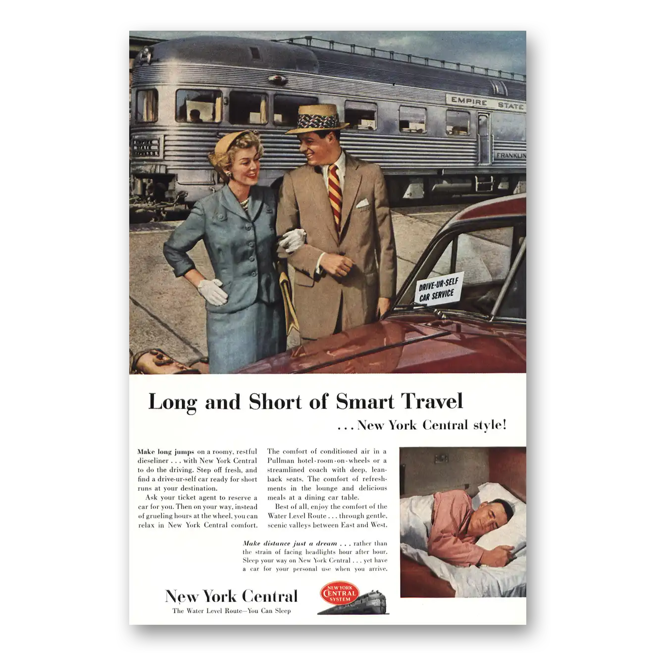 1953 New York Central Empire State Smart Travel Vintage Magazine Print Ad