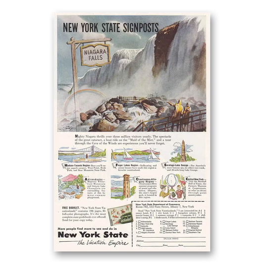 1953 New York Niagara Falls Signposts Vintage Magazine Print Ad