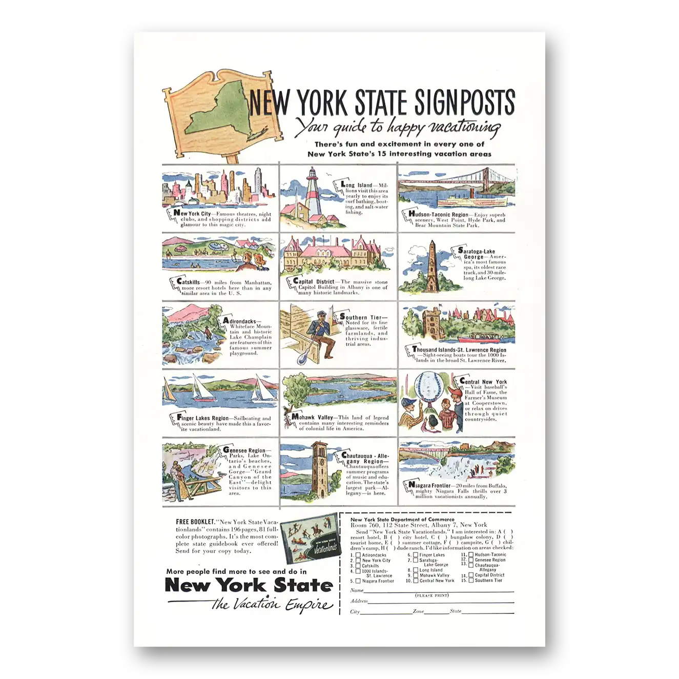 1953 New York New York State Signposts Vintage Magazine Print Ad