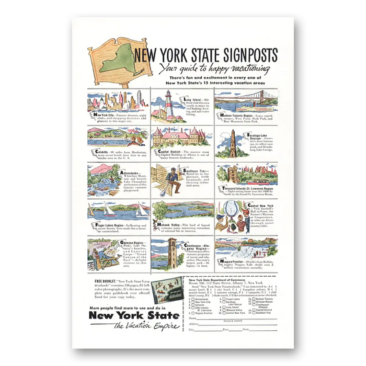 1953 New York New York State Signposts Vintage Magazine Print Ad