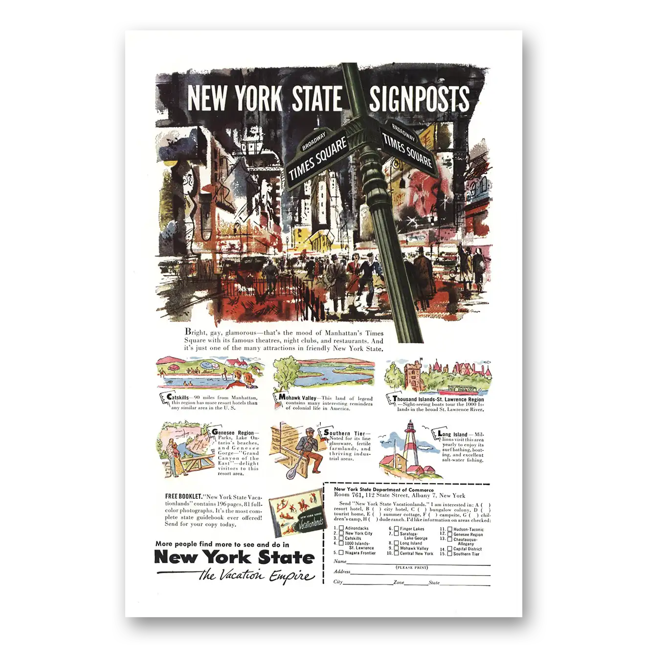 1953 New York Times Square Vintage Magazine Print Ad