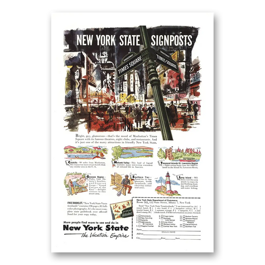 1953 New York Times Square Vintage Magazine Print Ad