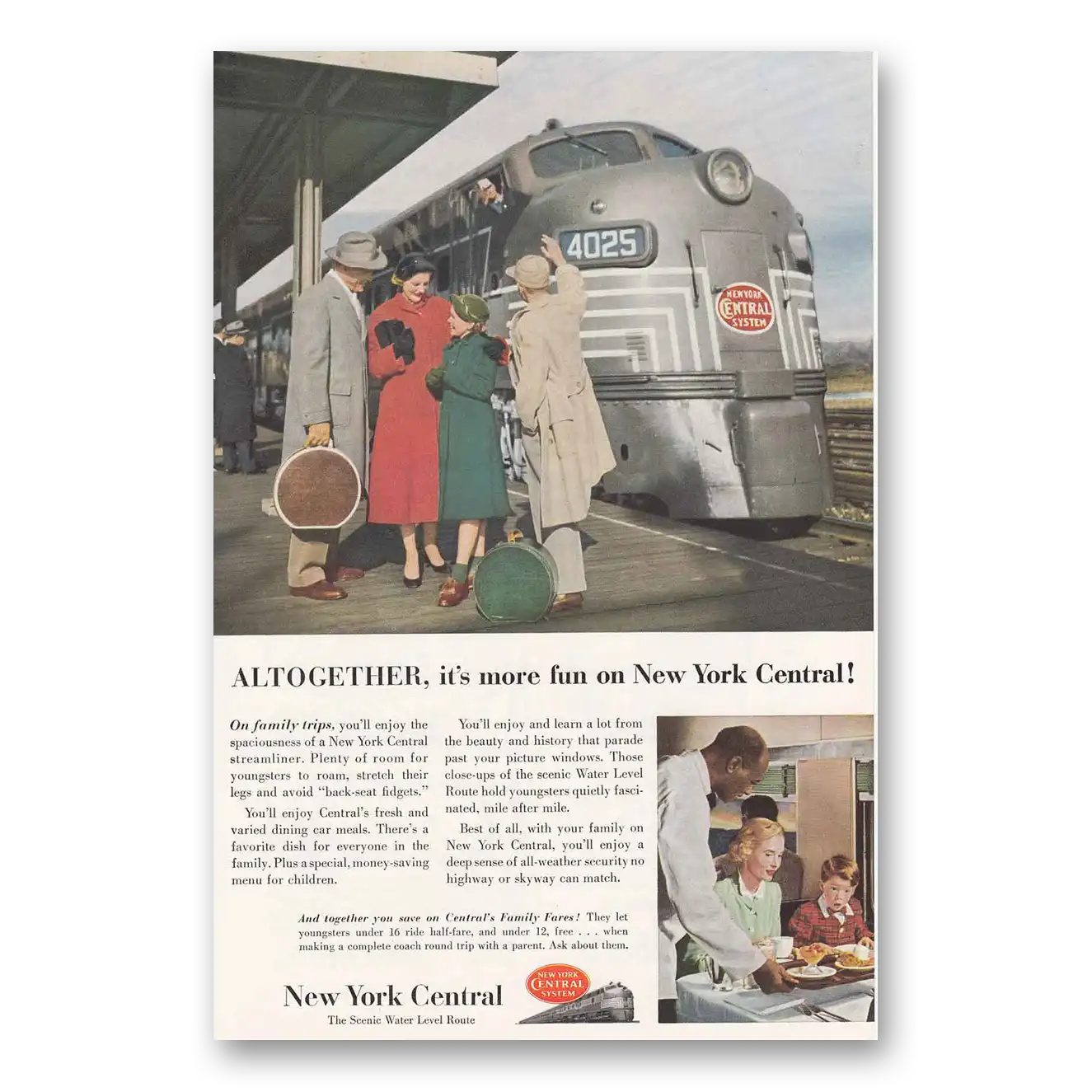 1953 New York Central Altogether Its More Fun Vintage Magazine Print Ad