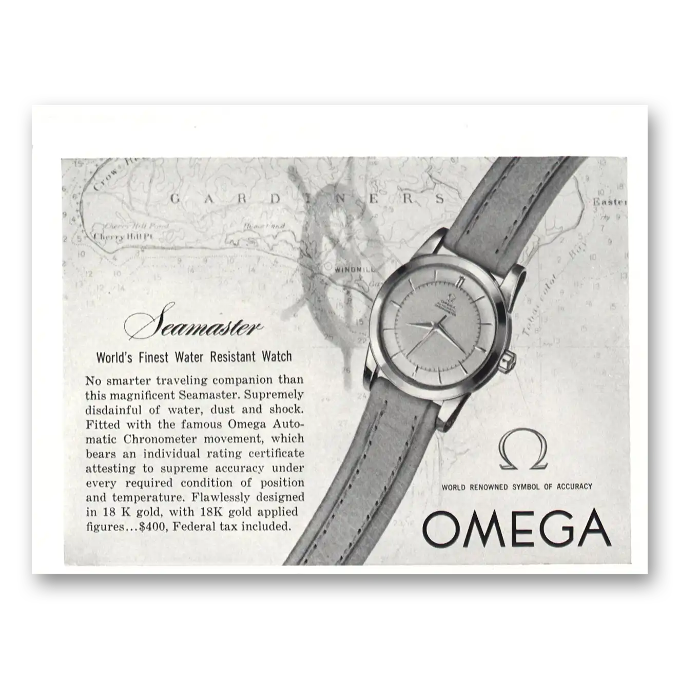 1953 Omega Seamaster Watch Finest Water Resistant Watch Vintage Magazine Print Ad