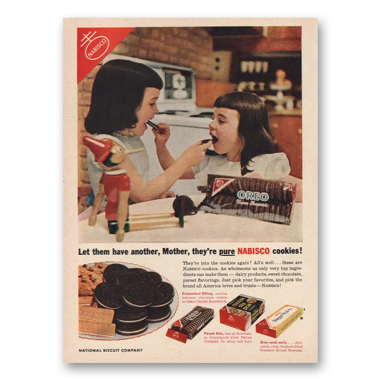 1953 Oreo Cookies Let Them Have Another Mother Vintage Magazine Print Ad