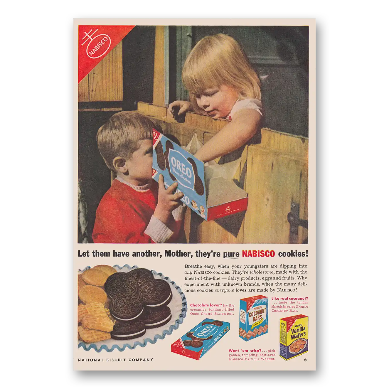 1953 Oreo Cookies Let Them Have Another Mother Vintage Magazine Print Ad