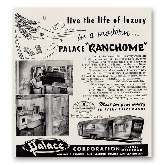 1953 Palace Ranchome Live the Life of Luxury Vintage Magazine Print Ad