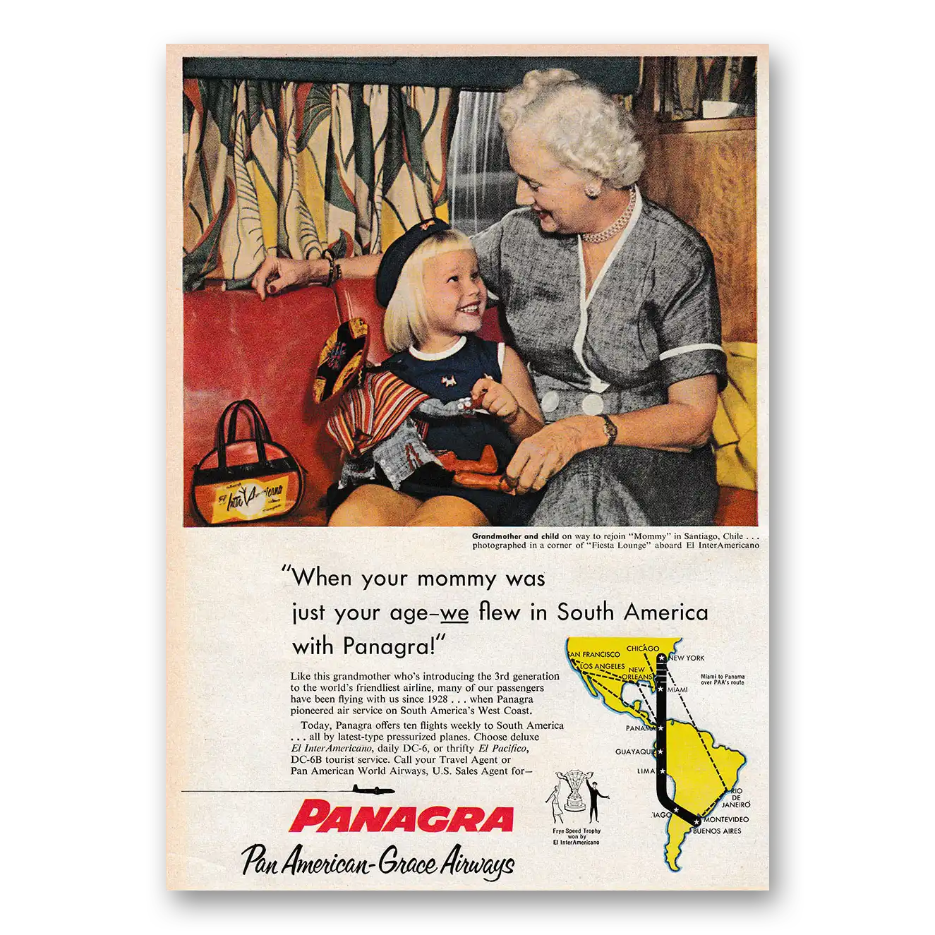 1953 Panagra Airlines When Your Mommy Was Just Your Age Vintage Magazine Print Ad