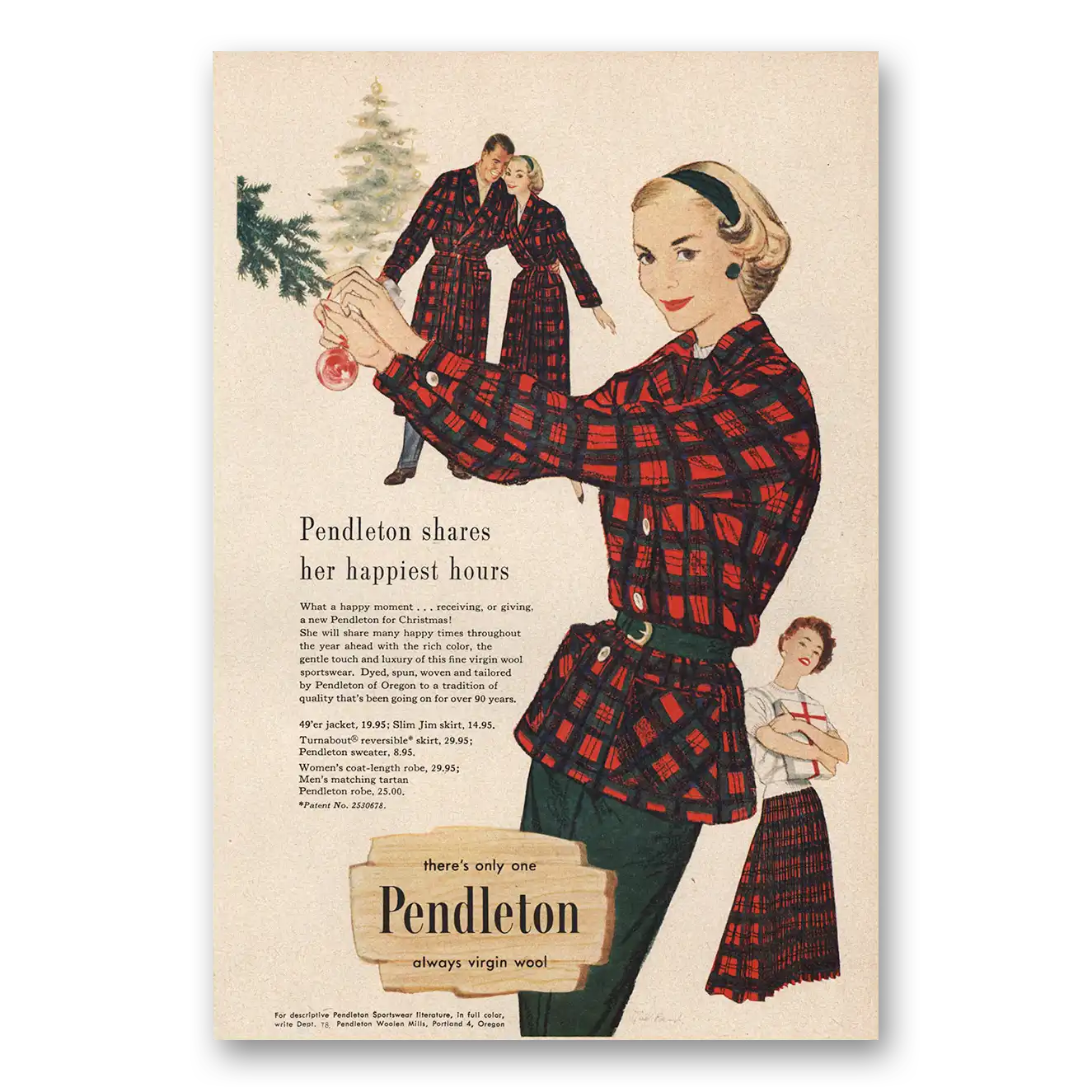 1957 Pendleton Shares the Happiest Hours Vintage Magazine Print Ad