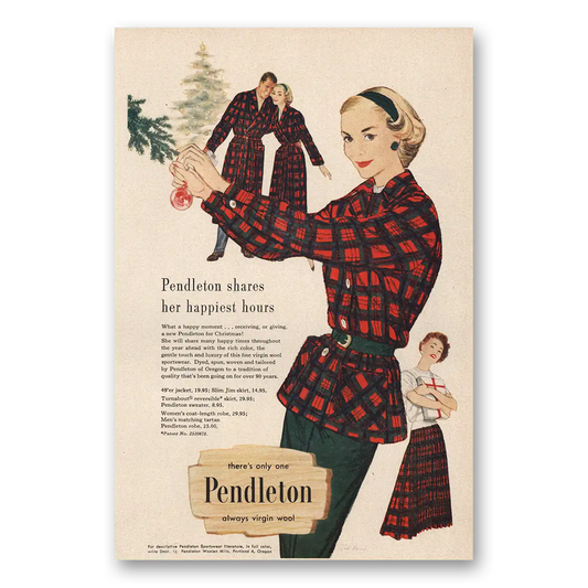 1957 Pendleton Shares the Happiest Hours Vintage Magazine Print Ad