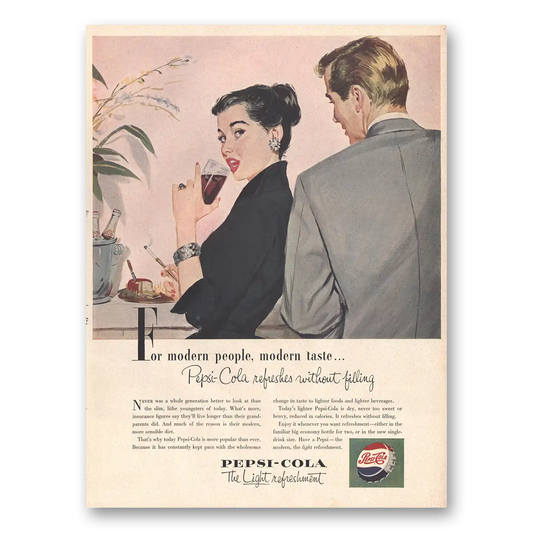 1953 Pepsi For Modern People Modern Taste Vintage Magazine Print Ad