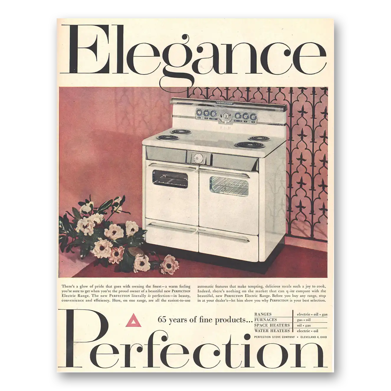 1953 Perfection Stove Elegance Perfection Vintage Magazine Print Ad