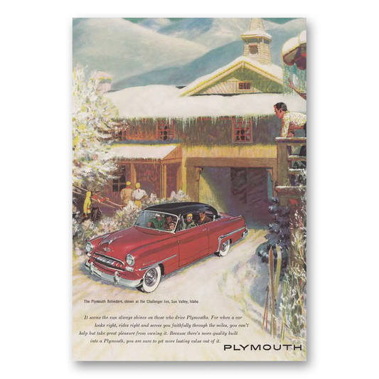 1953 Plymouth Belvedere Challenger Inn Sun Valley Idaho Vintage Magazine Print Ad