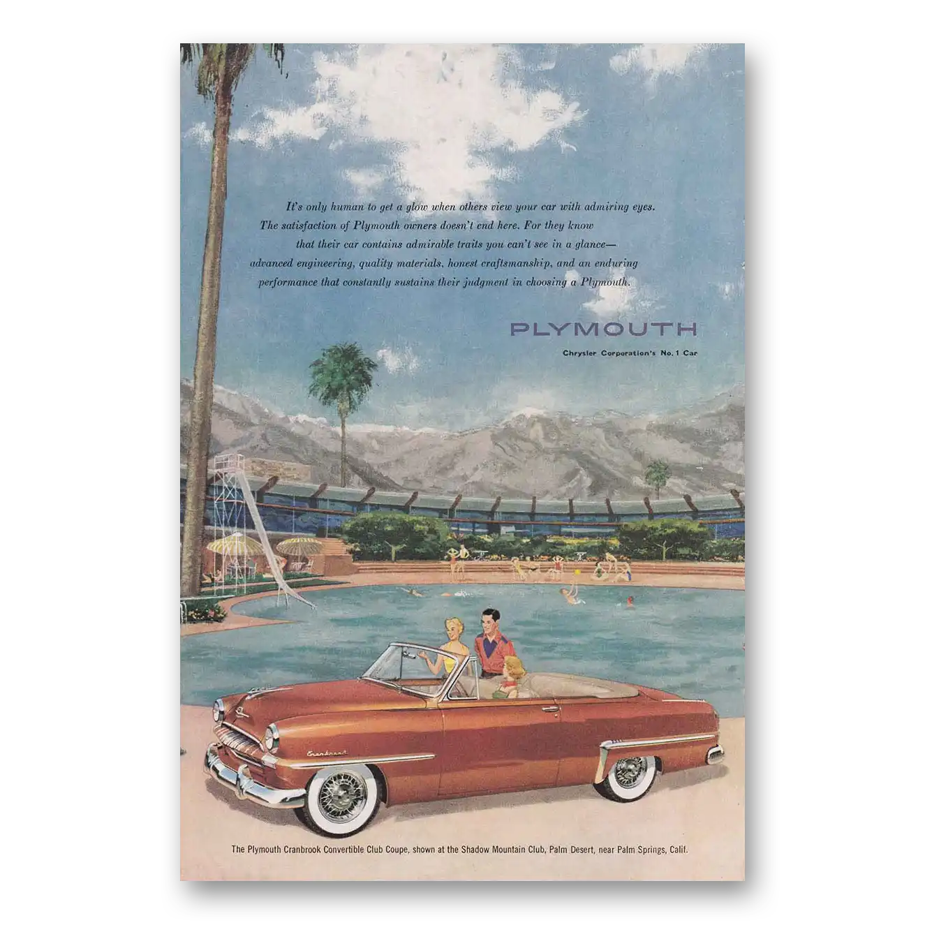 1953 Plymouth Cranbrook Convertible Club Coupe Its Only Human To Get a Glow Vintage Magazine Print Ad