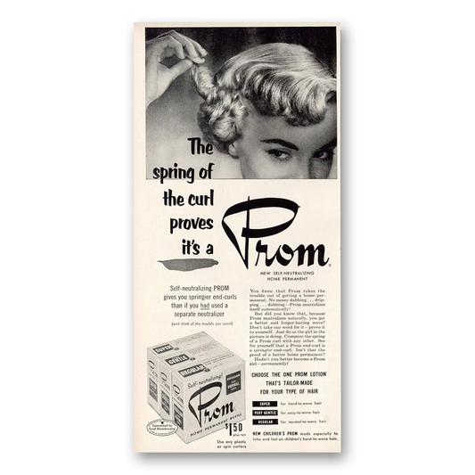 1953 Prom Home Permanent Spring of the Curl Vintage Magazine Print Ad