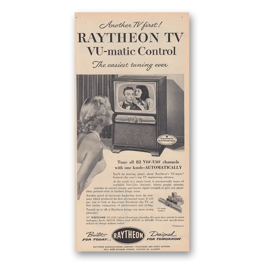 1953 Raytheon VUmatic Control Easiest Tuning Ever Vintage Magazine Print Ad