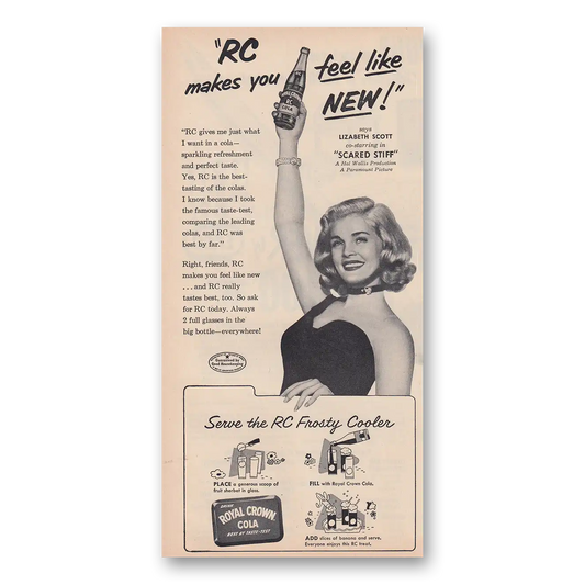 1953 Royal Crown Cola Makes You Feel Like New Lizabeth Scott Vintage Magazine Print Ad