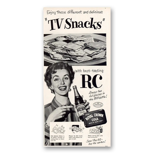 1953 Royal Crown Cola TV Snacks Vintage Magazine Print Ad