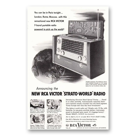 1953 RCA Victor Radios Strato World Radio Vintage Magazine Print Ad