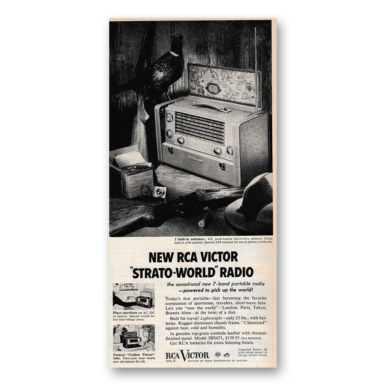 1953 RCA Victor Strato World Radio Todays Best Portable Vintage Magazine Print Ad