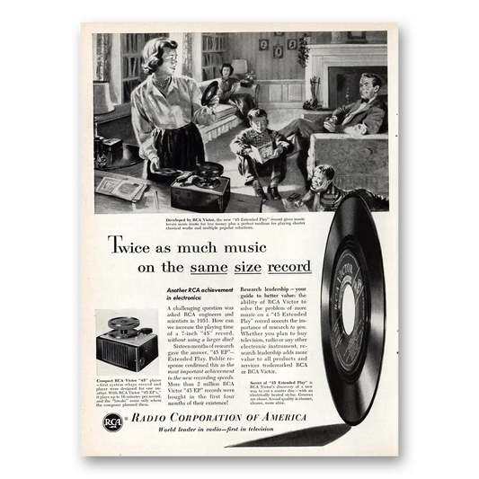 1953 RCA Victor Records Twice As Much Music Same Size Record Vintage Magazine Print Ad