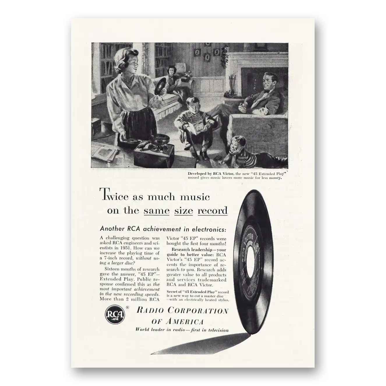 1953 RCA Victor Records Twice As Much Music Same Size Record Vintage Magazine Print Ad